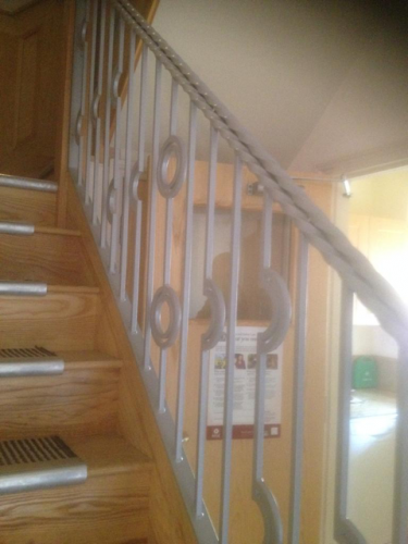 Staircase railing in office Block Birmingham Jewellery Quarter 2014